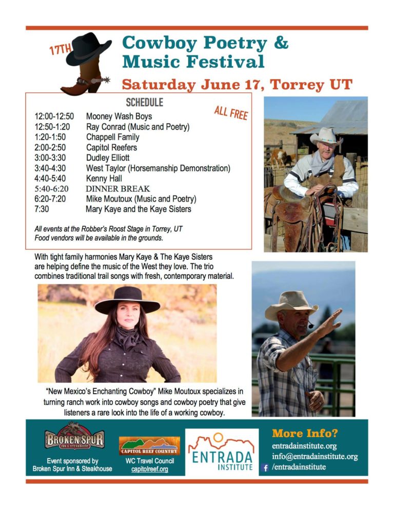 Cowboy Poetry & Music Festival Entrada Institute